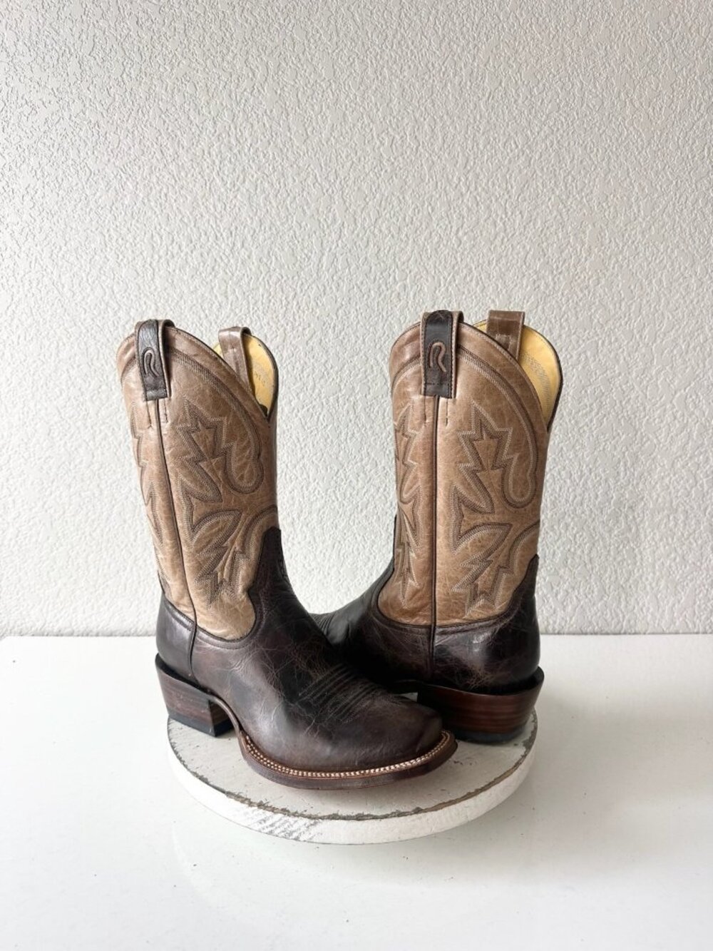 Rod Patrick Mens Antique Bison Brown Cowboy Boots Leather Soles Western 8.5EE
